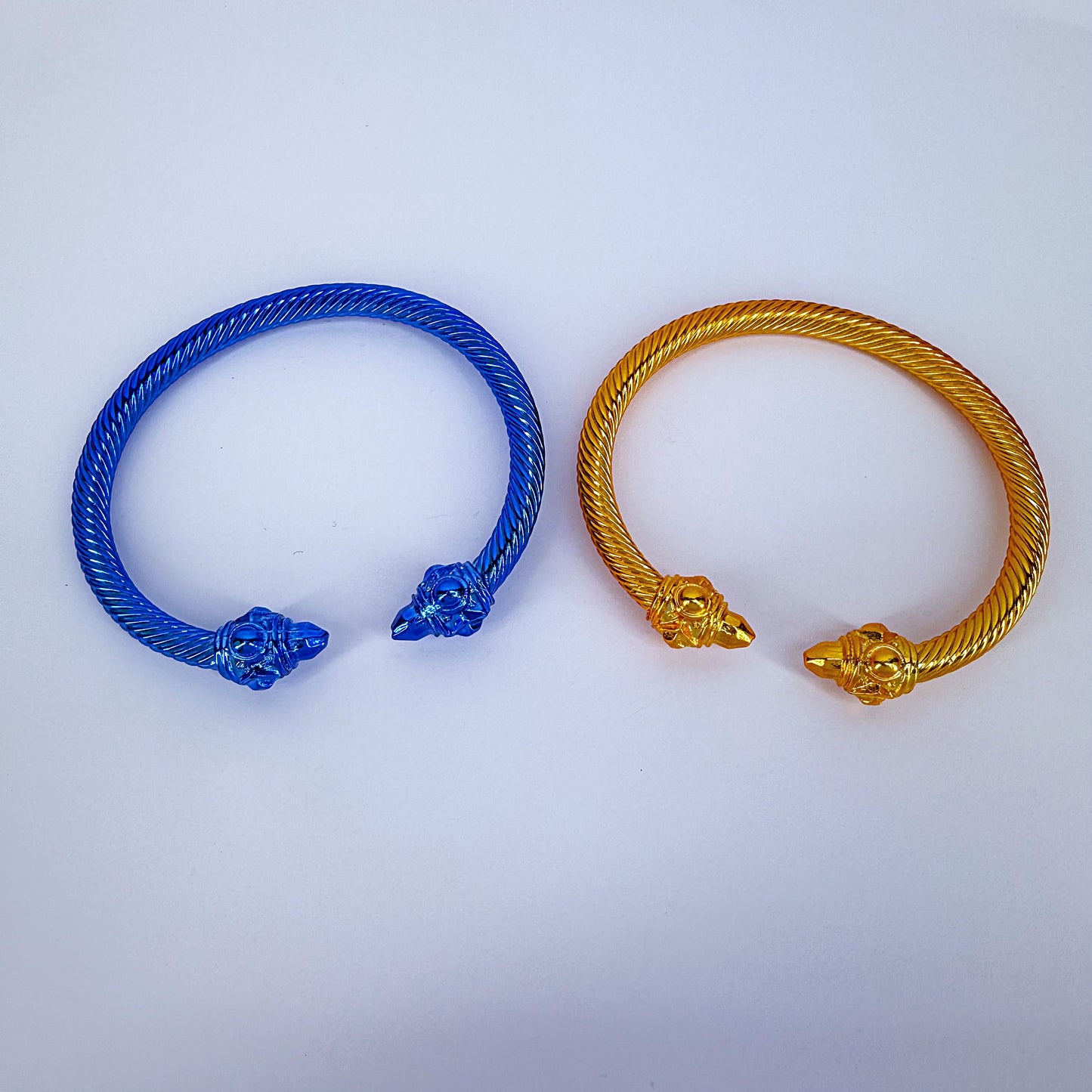 Set of 2 Blue and Gold Cable Style Bracelet
