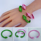 Set of 2 Pink and Green Cable Style Bracelet