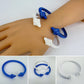 Set of 2 Blue and White Cable Style Bracelet