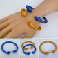 Set of 2 Blue and Gold Cable Style Bracelet
