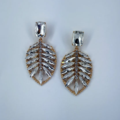 Gold or Silver Finish Leaf Design Post Back Drop Dangle Earrings