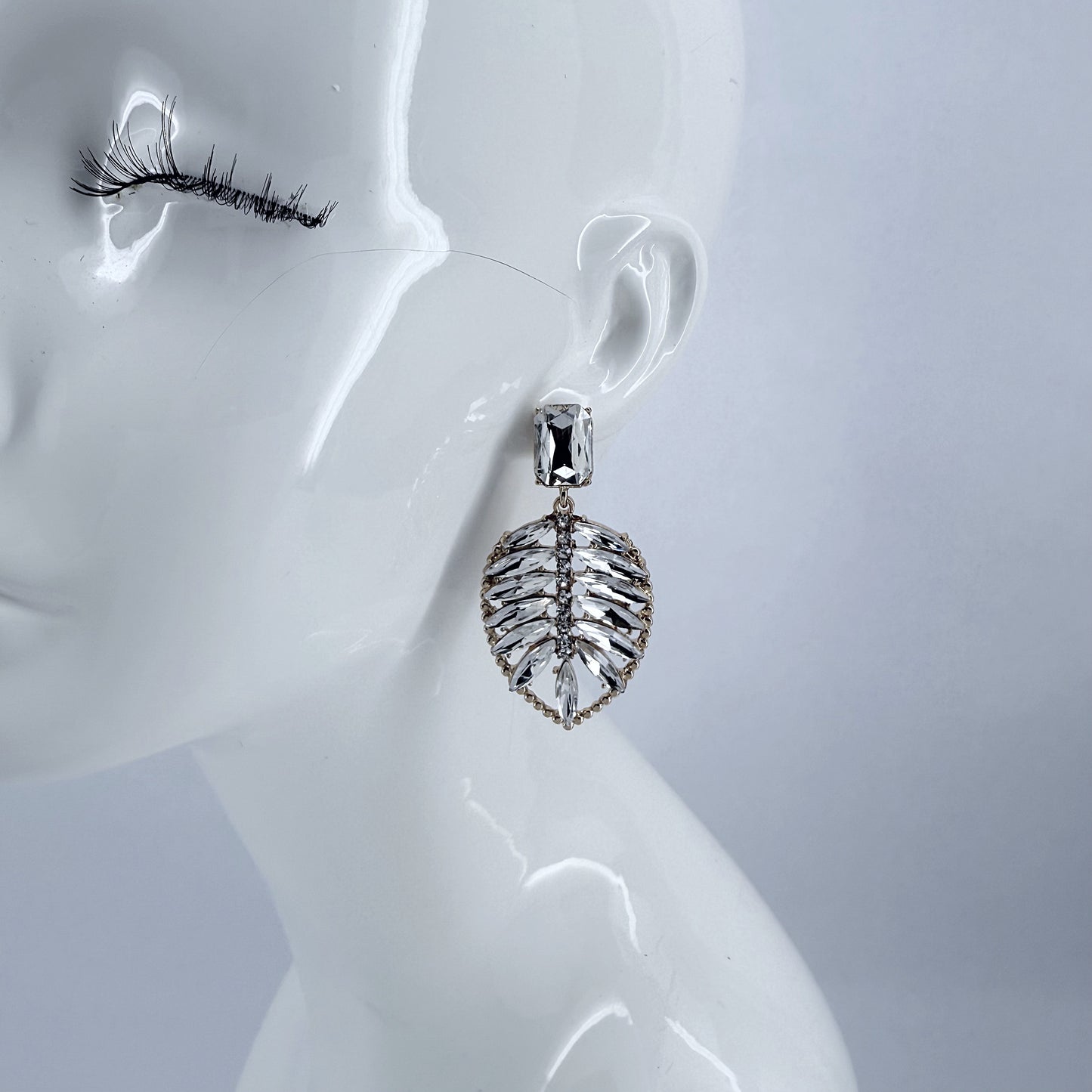Gold or Silver Finish Leaf Design Post Back Drop Dangle Earrings