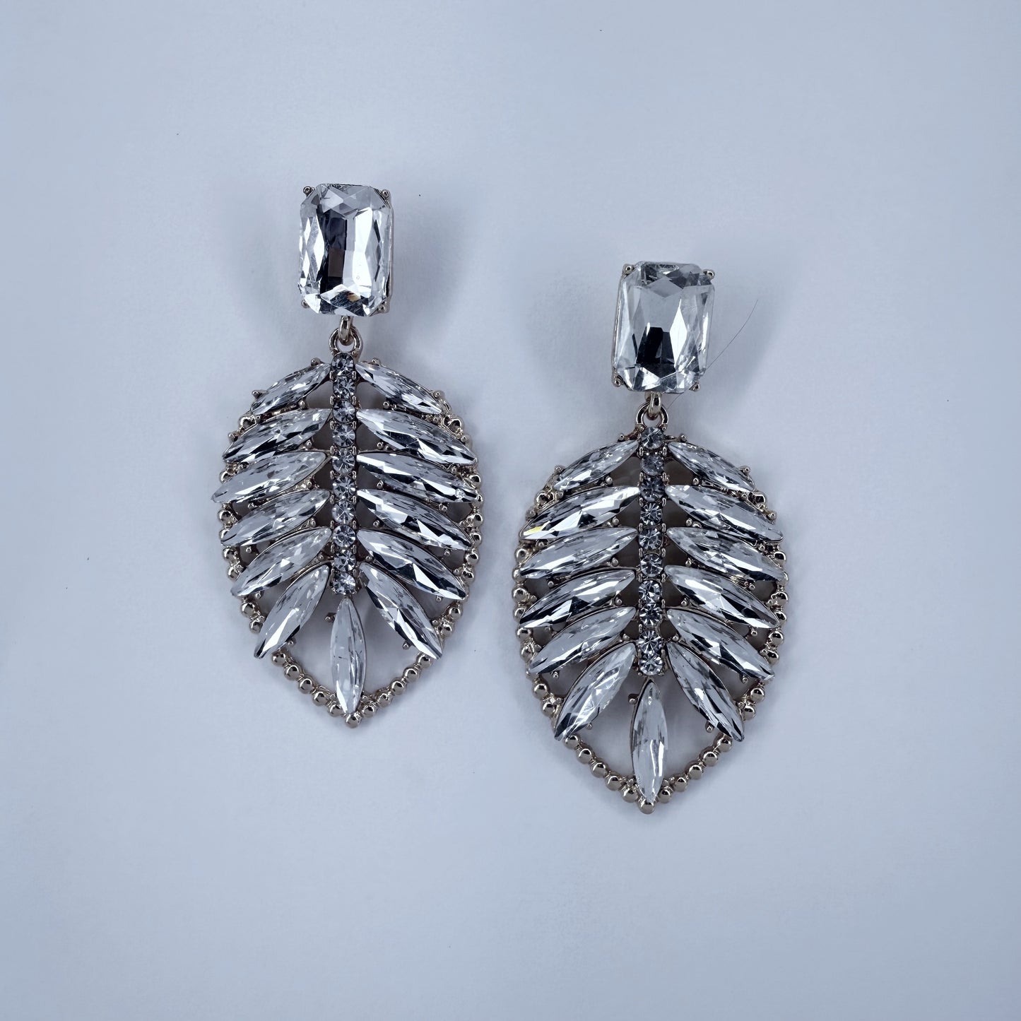 Gold or Silver Finish Leaf Design Post Back Drop Dangle Earrings