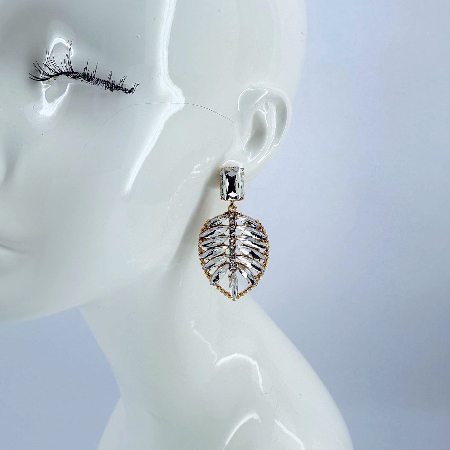 Gold or Silver Finish Leaf Design Post Back Drop Dangle Earrings