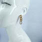Gold Finish Cuban Link Post Back Earring With Clear Rhinestones