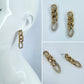 Gold Finish Cuban Link Post Back Earring With Clear Rhinestones