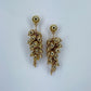 Gold Finish Grape Design Post Back Drop Dangle Earrings