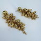Gold Finish Grape Design Post Back Drop Dangle Earrings