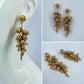 Gold Finish Grape Design Post Back Drop Dangle Earrings