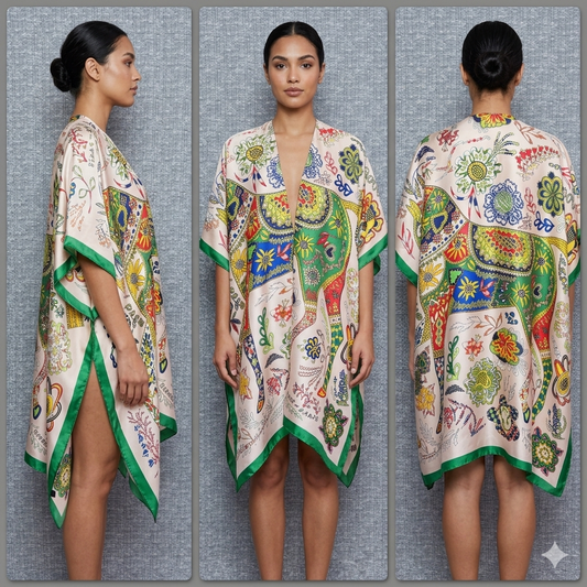 Multicolor Horse Print Cover Up Kimono