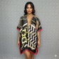 Black and Red Chain design Cover up Kimono