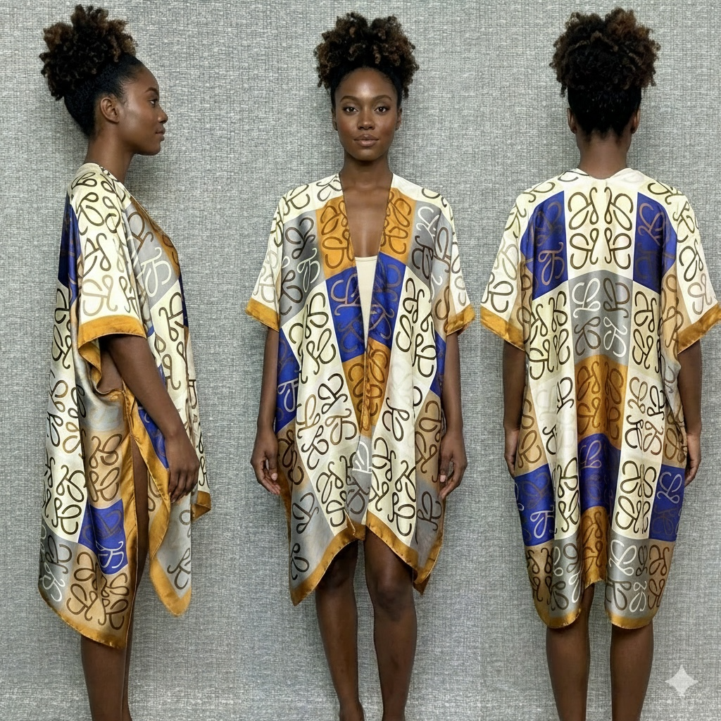 Gold and Blue Cover up Kimono