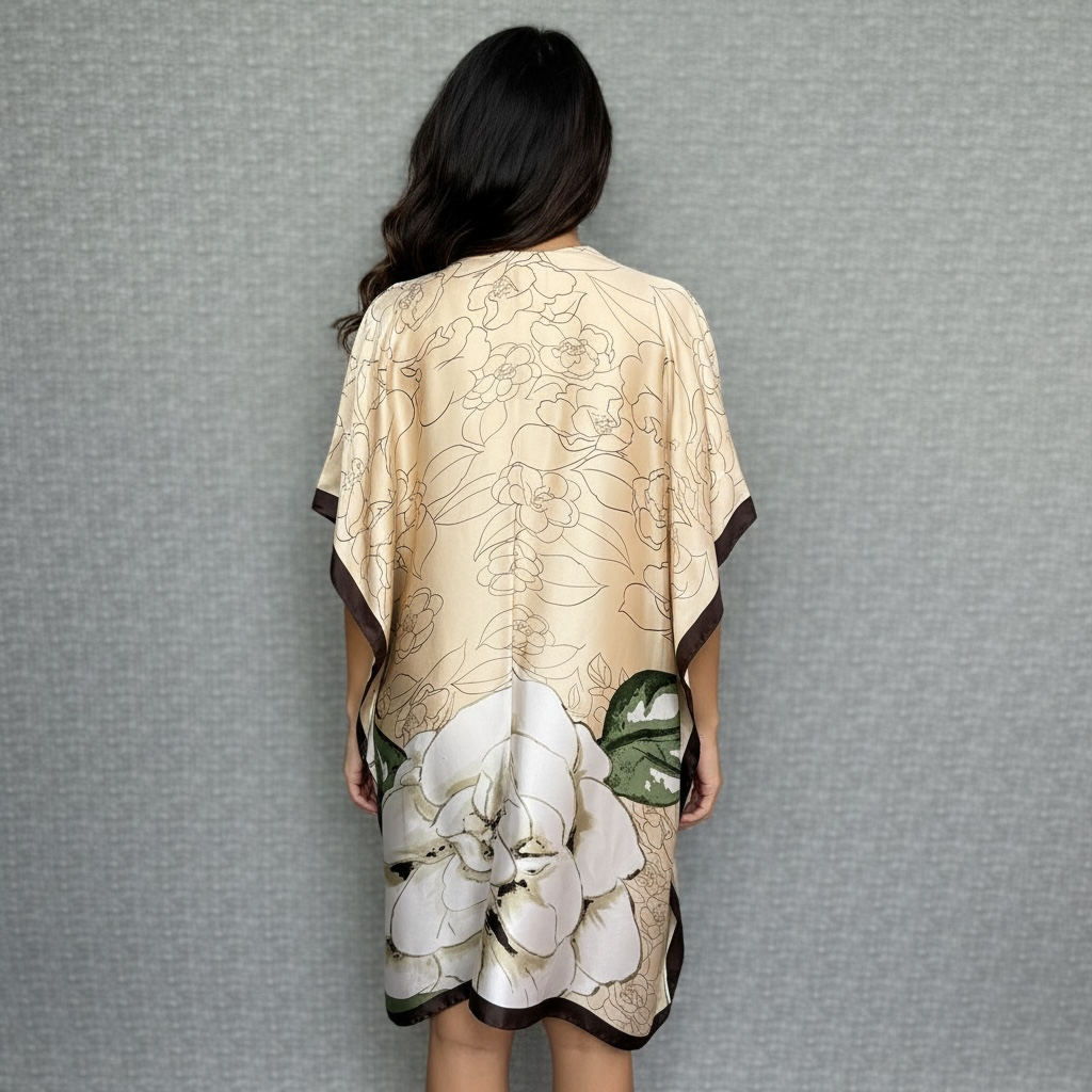 Beige Cover Up with White Flower