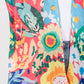 Multicolor Flower Print Open Kimono Shawl