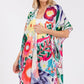 Multicolor Flower Print Open Kimono Shawl
