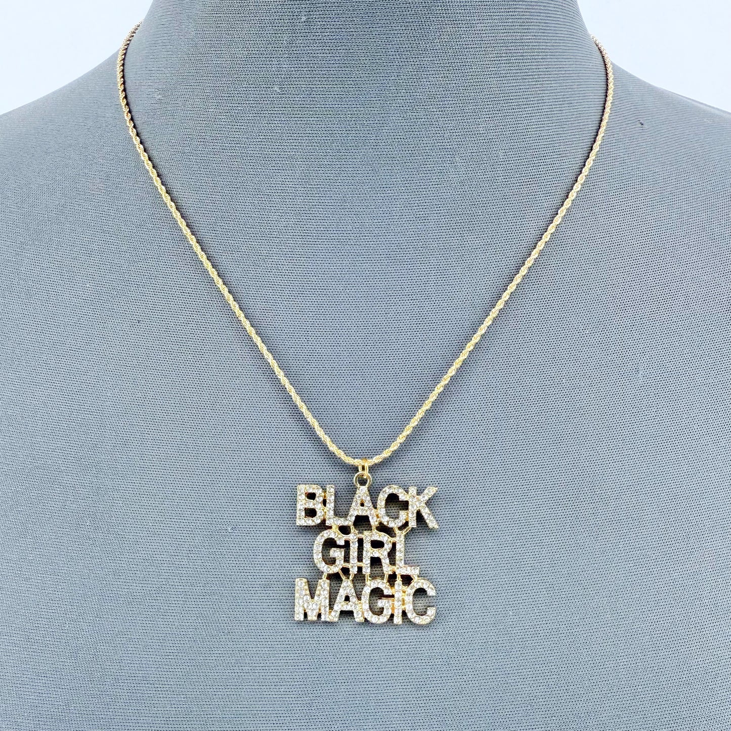 Gold or Silver Finish Set of 2 Necklaces with Black Girl Magic Pendant