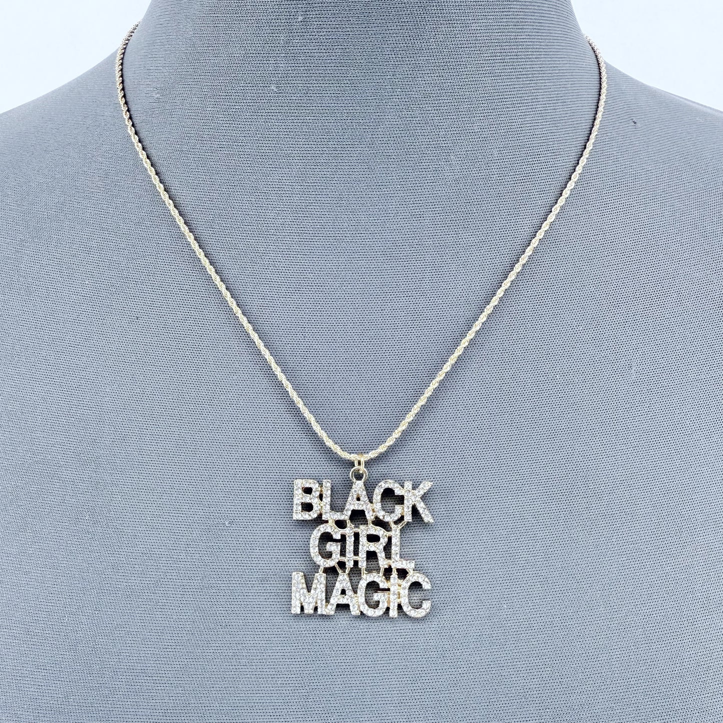 Gold or Silver Finish Set of 2 Necklaces with Black Girl Magic Pendant