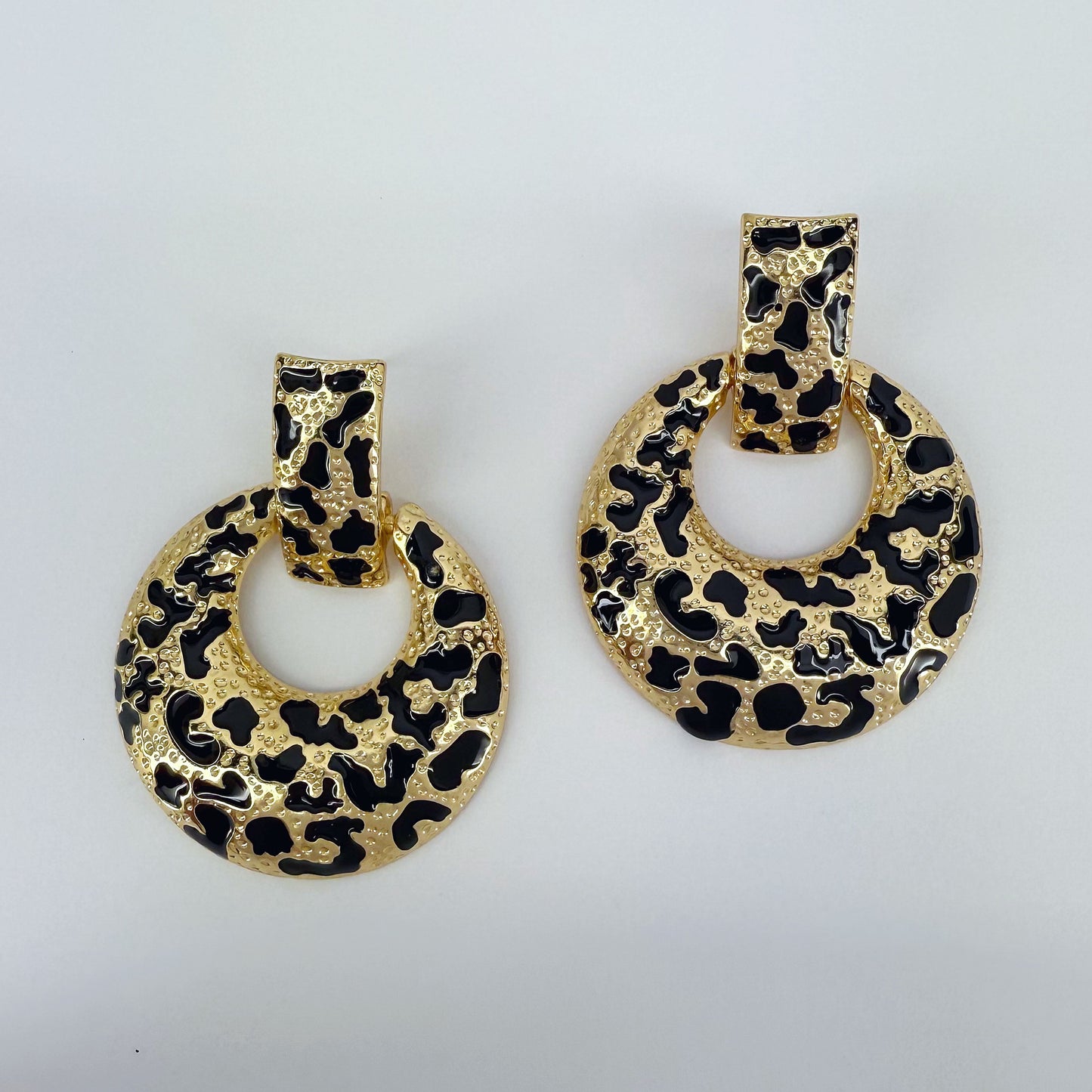 Gold Nugget Style Metal Door Knob Design Earrings With Epoxy