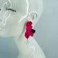 Metal Folded Flower Post Back Earrings With Pearl Dangle