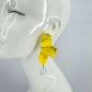 Metal Folded Flower Post Back Earrings With Pearl Dangle
