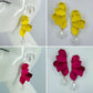 Metal Folded Flower Post Back Earrings With Pearl Dangle