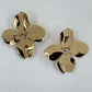 Metal Petals Flower with Rhinestone Post Back Earrings