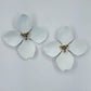 Metal Petals Flower with Rhinestone Post Back Earrings