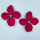 Metal Petals Flower with Rhinestone Post Back Earrings