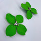Metal Petals Flower with Rhinestone Post Back Earrings