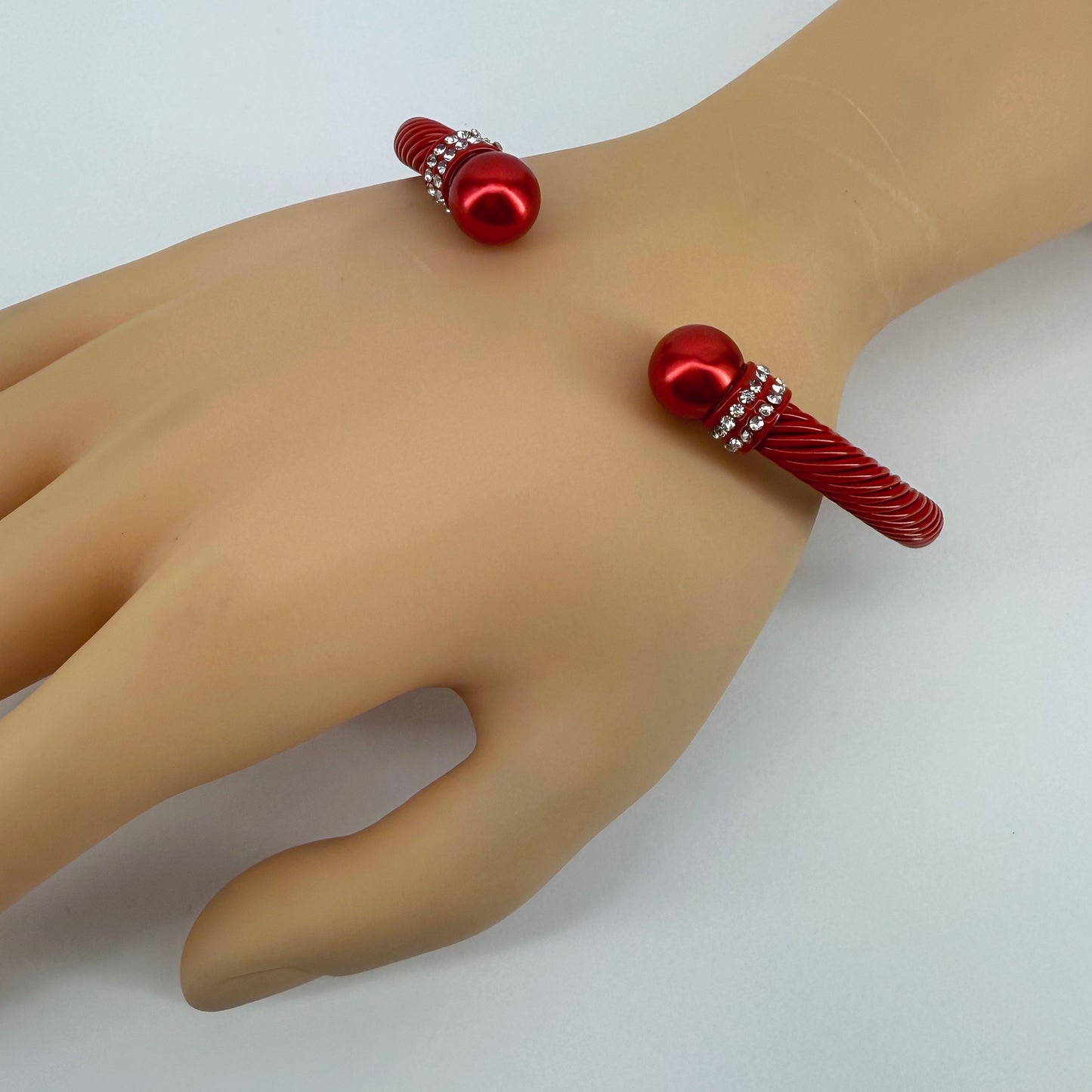 Designer Inspired Cable Bracelet With Rhinestones