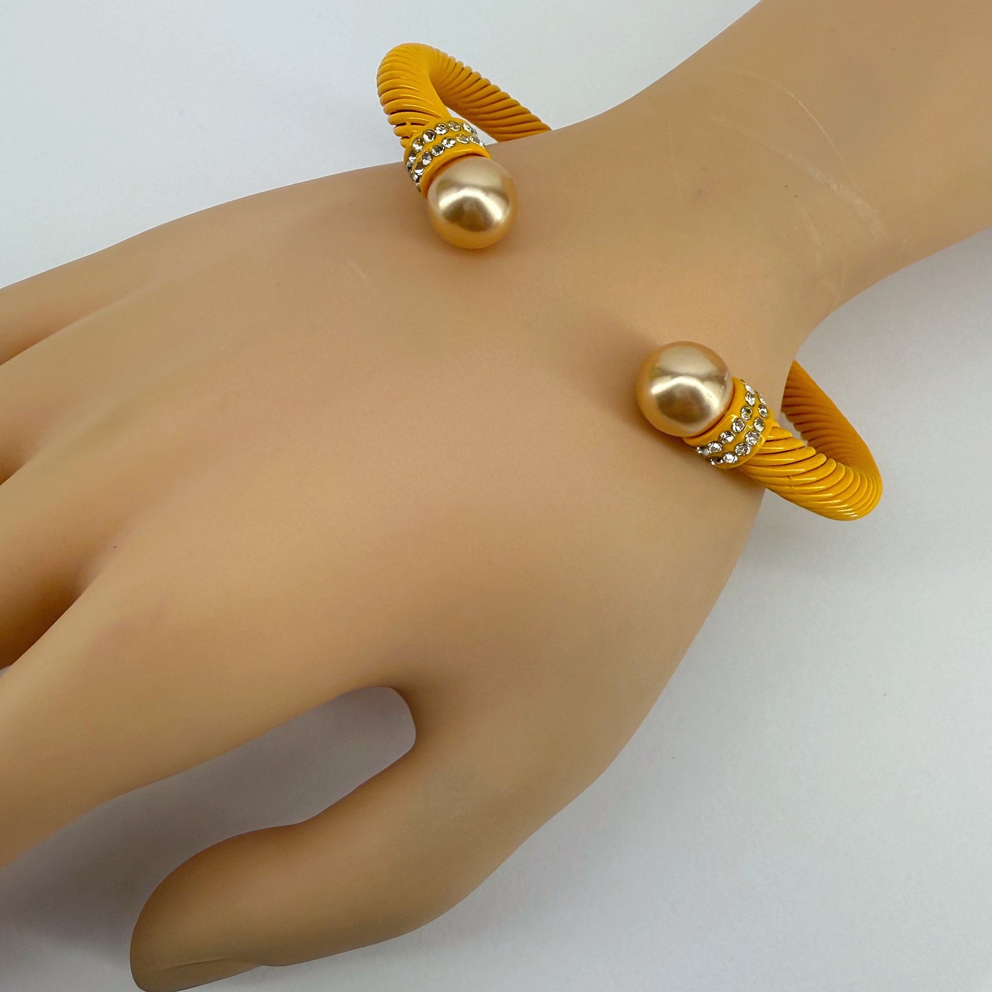 Designer Inspired Cable Bracelet With Rhinestones