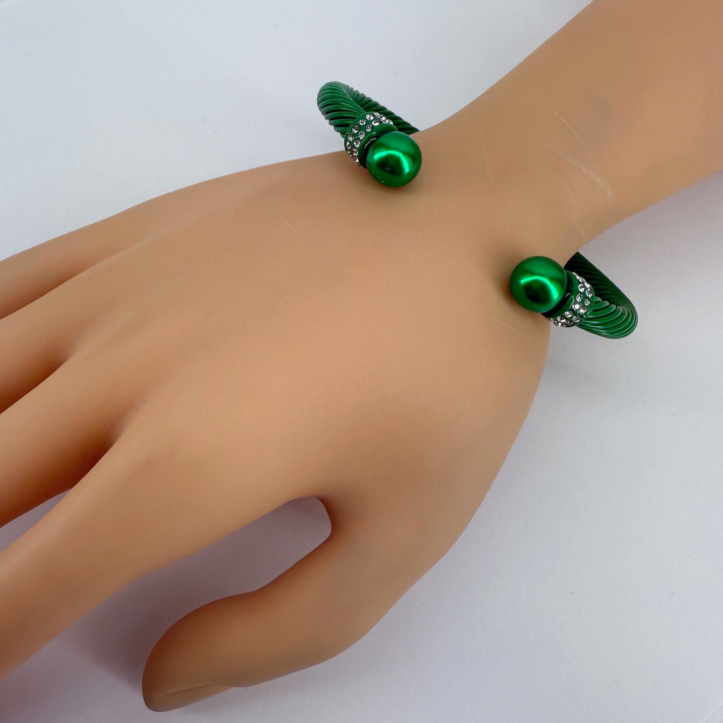 Designer Inspired Cable Bracelet With Rhinestones