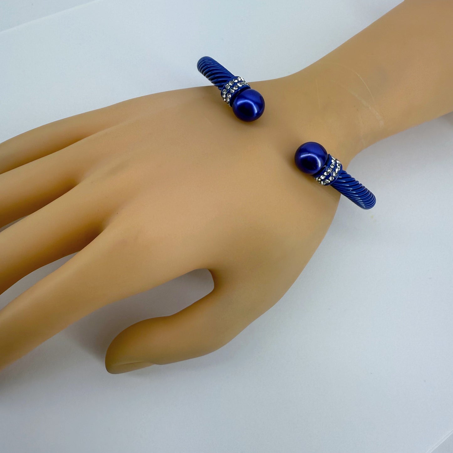 Designer Inspired Cable Bracelet With Rhinestones