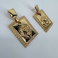 Square Post Back Gold Earrings With Square Dangle And Lion Head