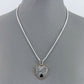 Silver Finish Chain with Two Tone Heart Shape Glass Stone Filigree Pendant
