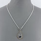 Silver Finish Chain with 2 Tone Teardrop Shape Glass Stone Filigree Pendant