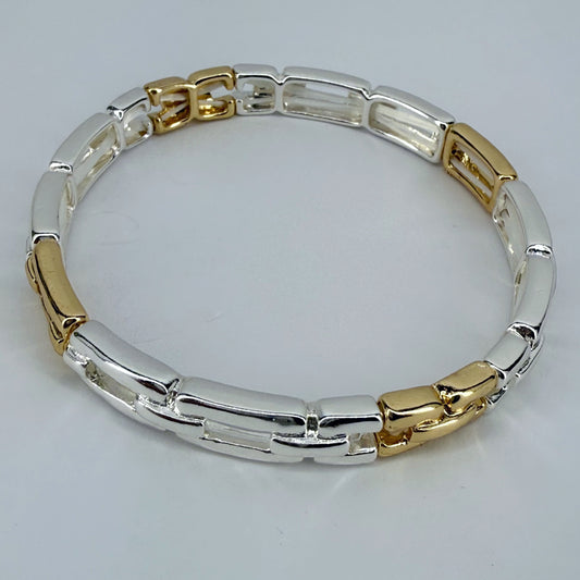 Thin Stretchable Two Tone Link Bracelet