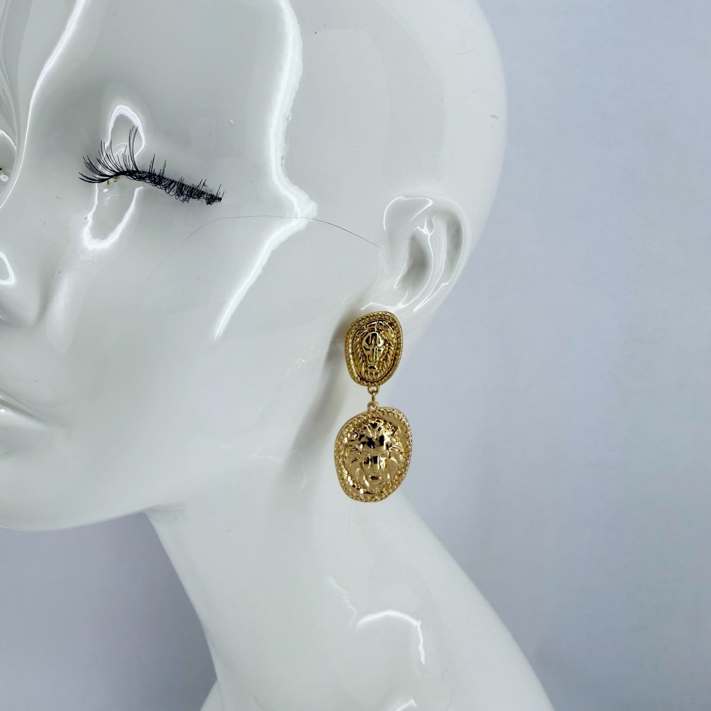 Lion Head Design Drop Dangle Earrings