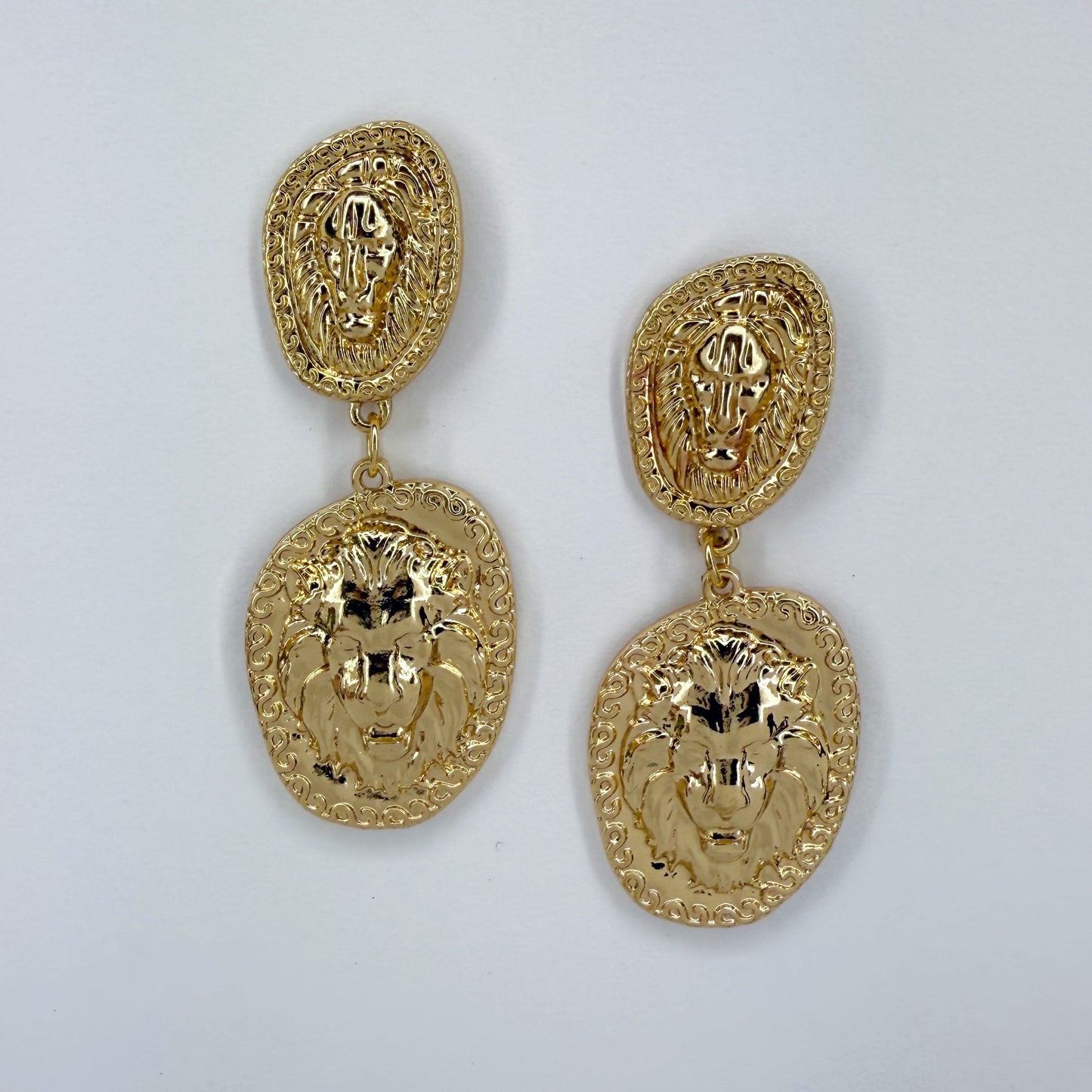 Lion Head Design Drop Dangle Earrings