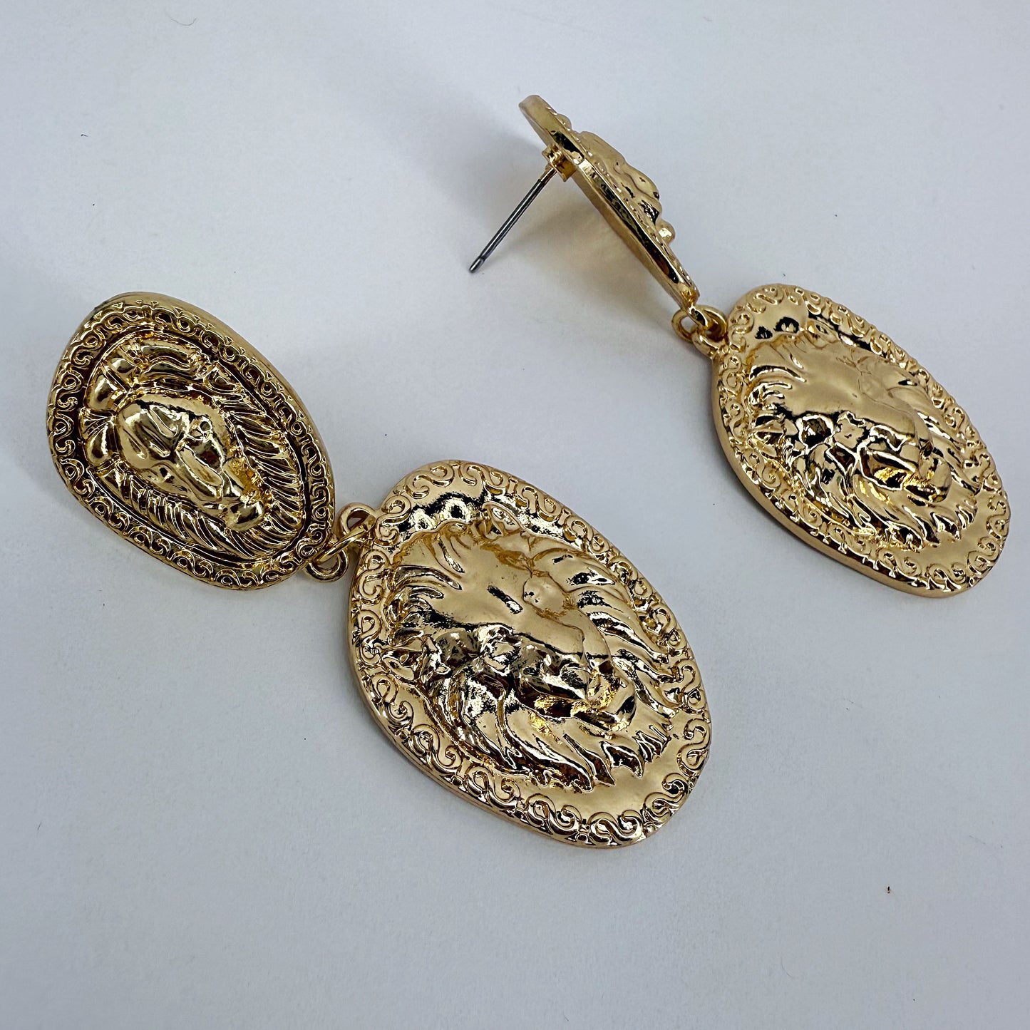 Lion Head Design Drop Dangle Earrings