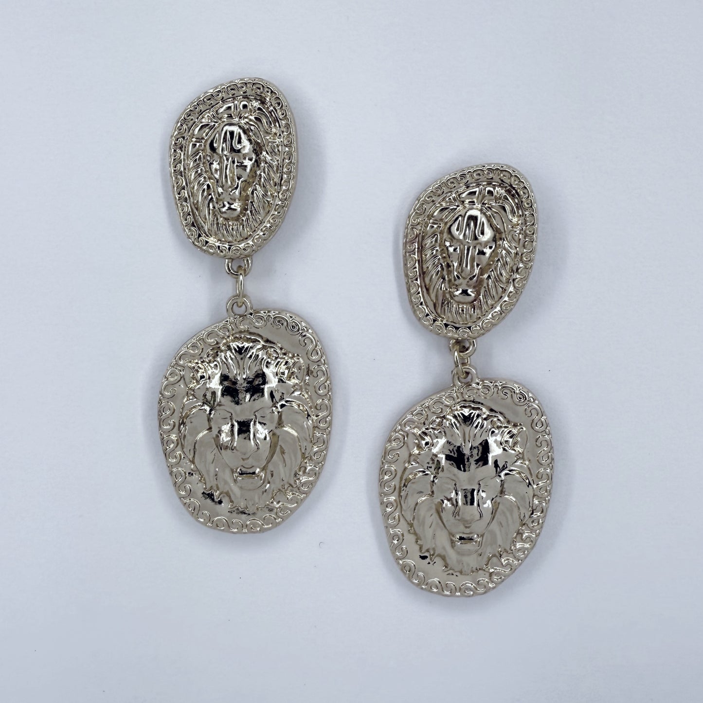 Lion Head Design Drop Dangle Earrings