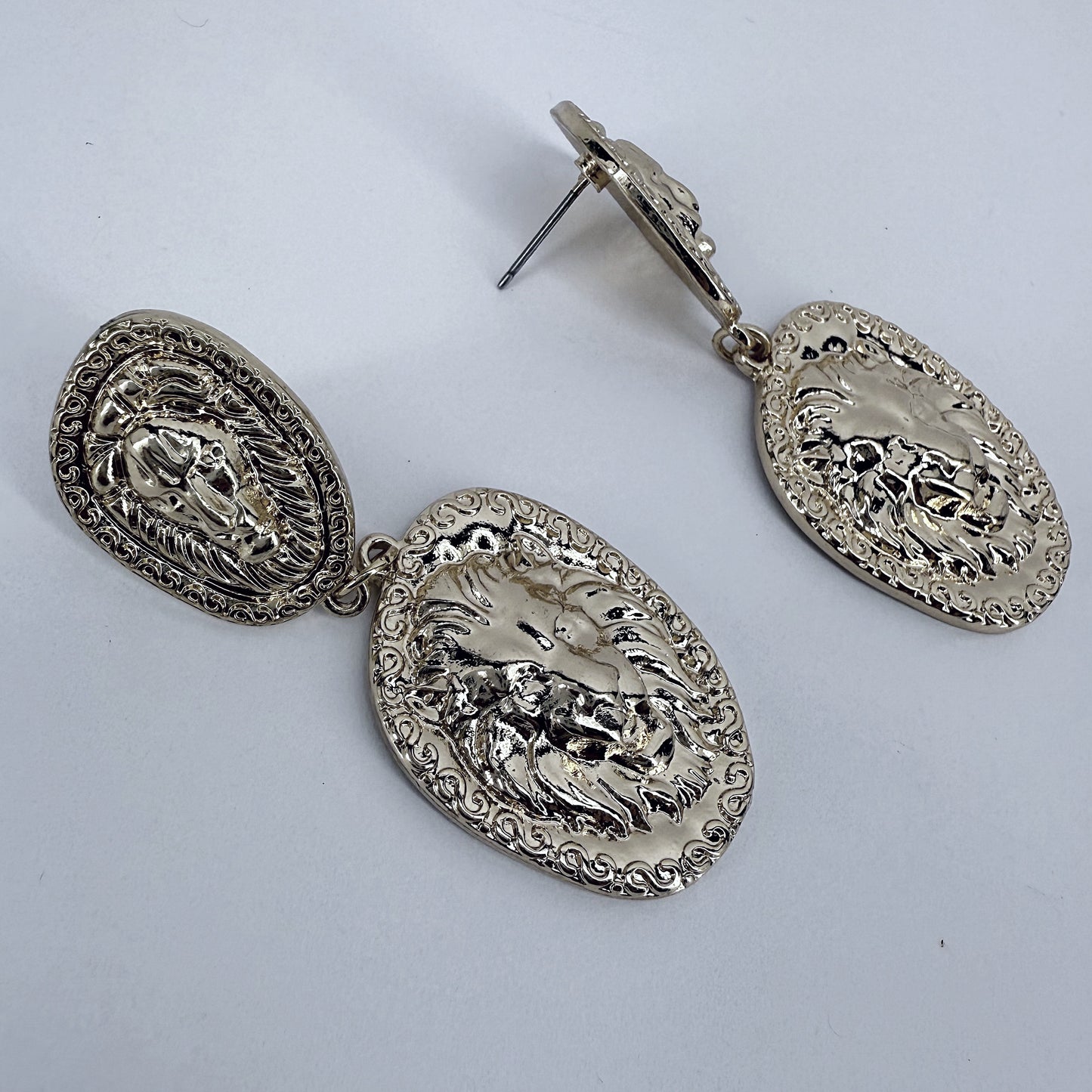 Lion Head Design Drop Dangle Earrings