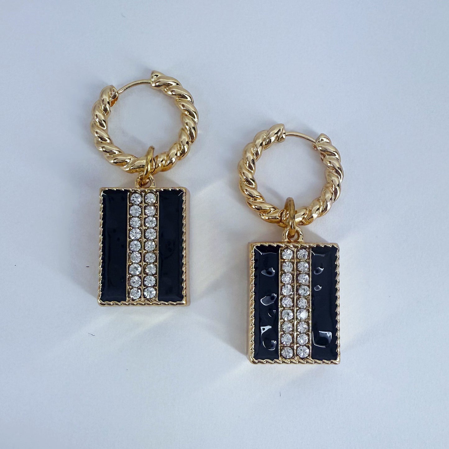Gold or Silver Finish Designer inspired Square Drop Dangle Earrings