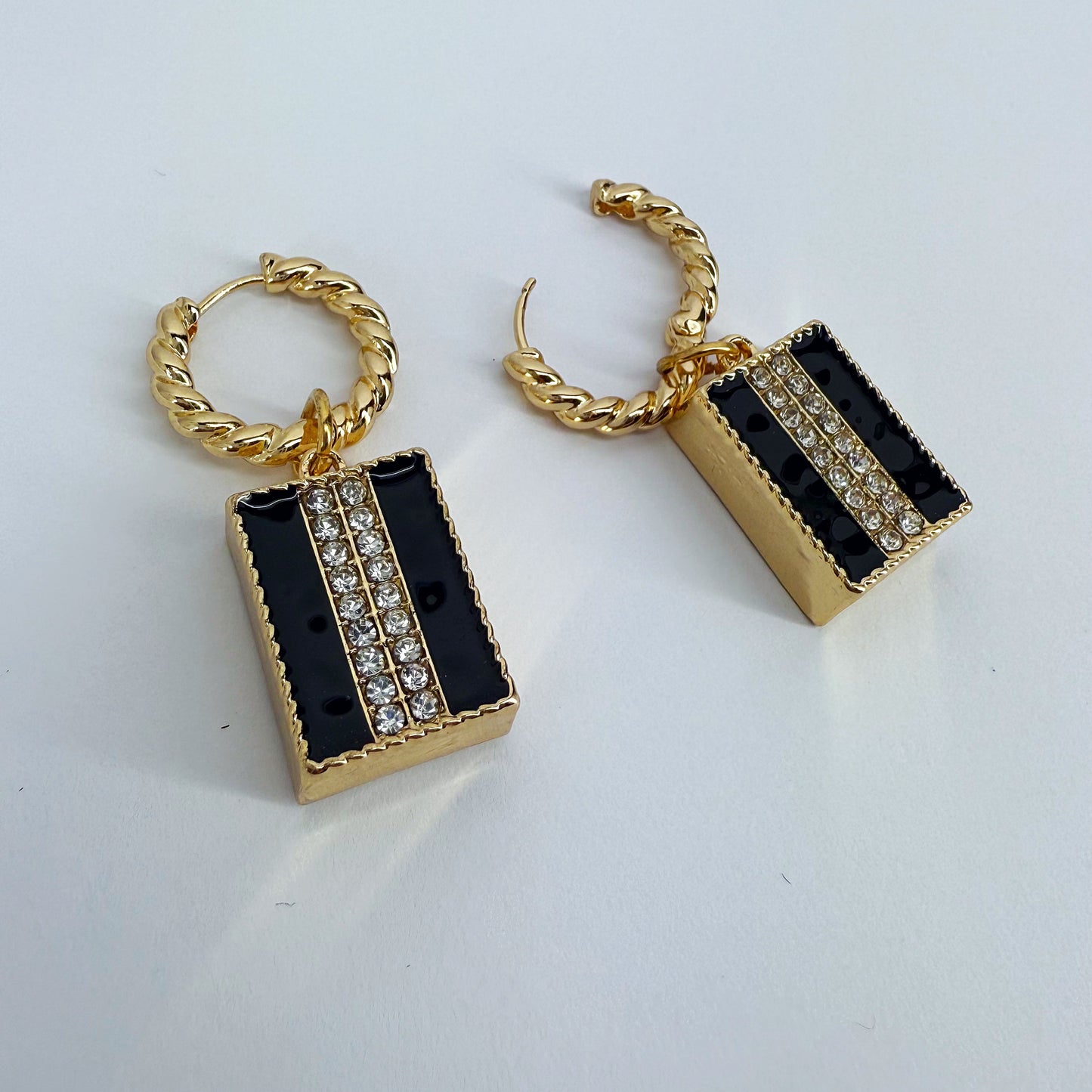 Gold or Silver Finish Designer inspired Square Drop Dangle Earrings