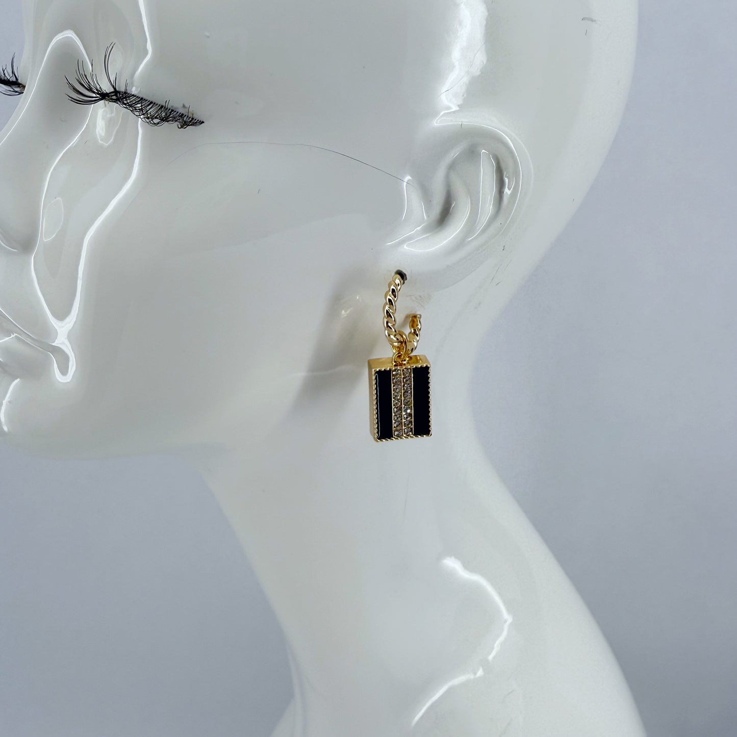 Gold or Silver Finish Designer inspired Square Drop Dangle Earrings