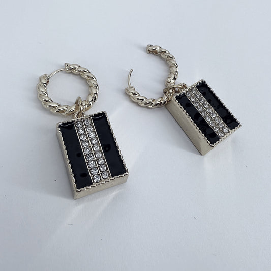 Gold or Silver Finish Designer inspired Square Drop Dangle Earrings