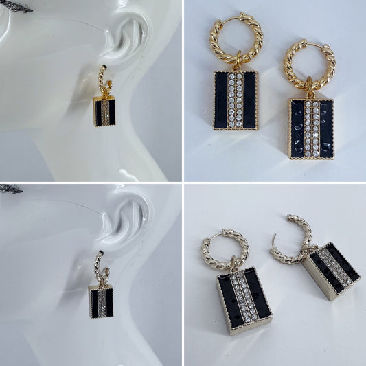 Gold or Silver Finish Designer inspired Square Drop Dangle Earrings
