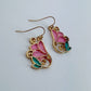 Gold or Silver finish Multi Epoxy Rose Flower Earrings