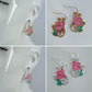 Gold or Silver finish Multi Epoxy Rose Flower Earrings