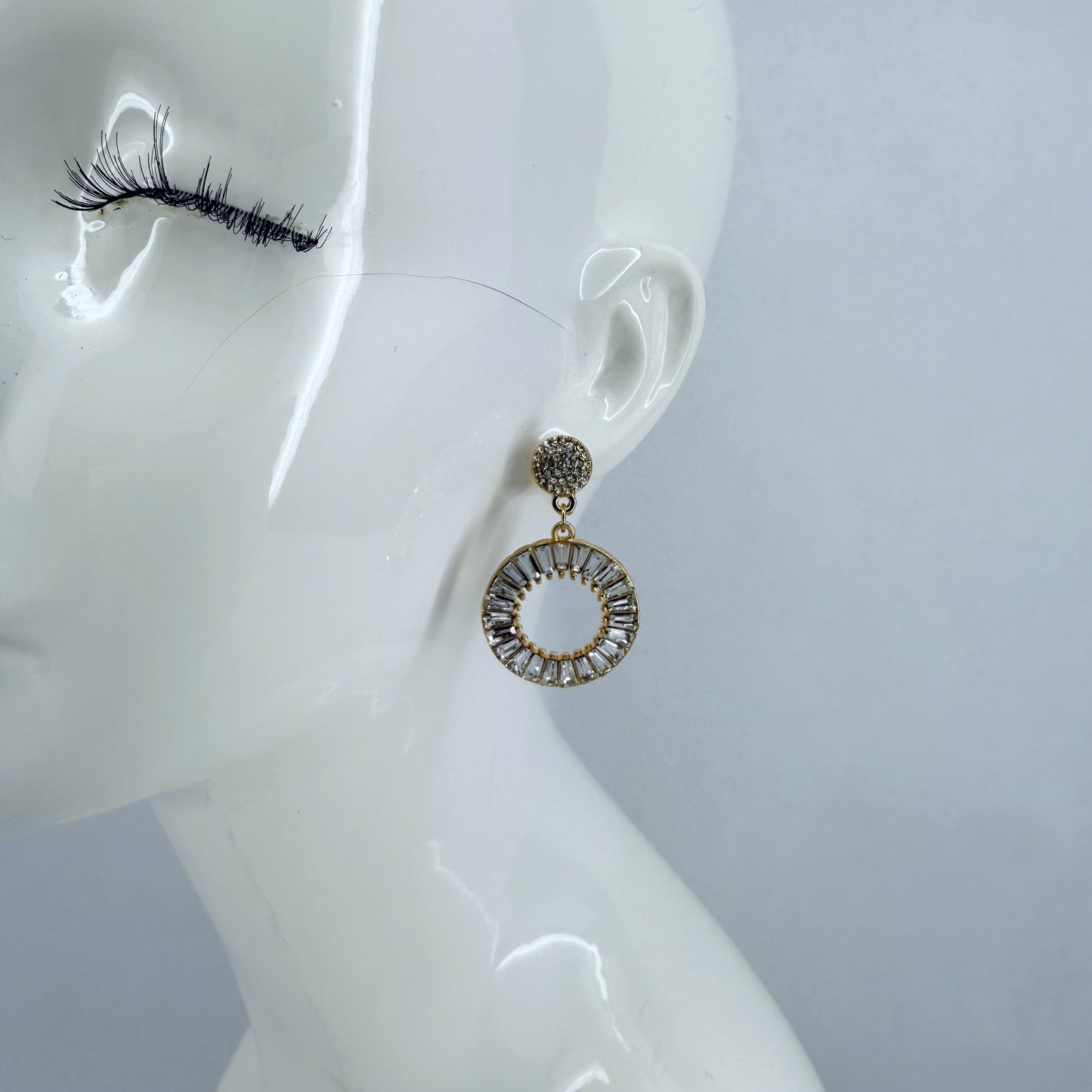 Drop Dangle Circle Rhinestone Earrings